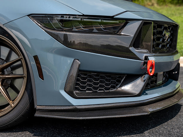 2024-Up Ford Mustang S650 Dark Horse | CARBON FIBER Front Upper Grille Insert Trim Pair